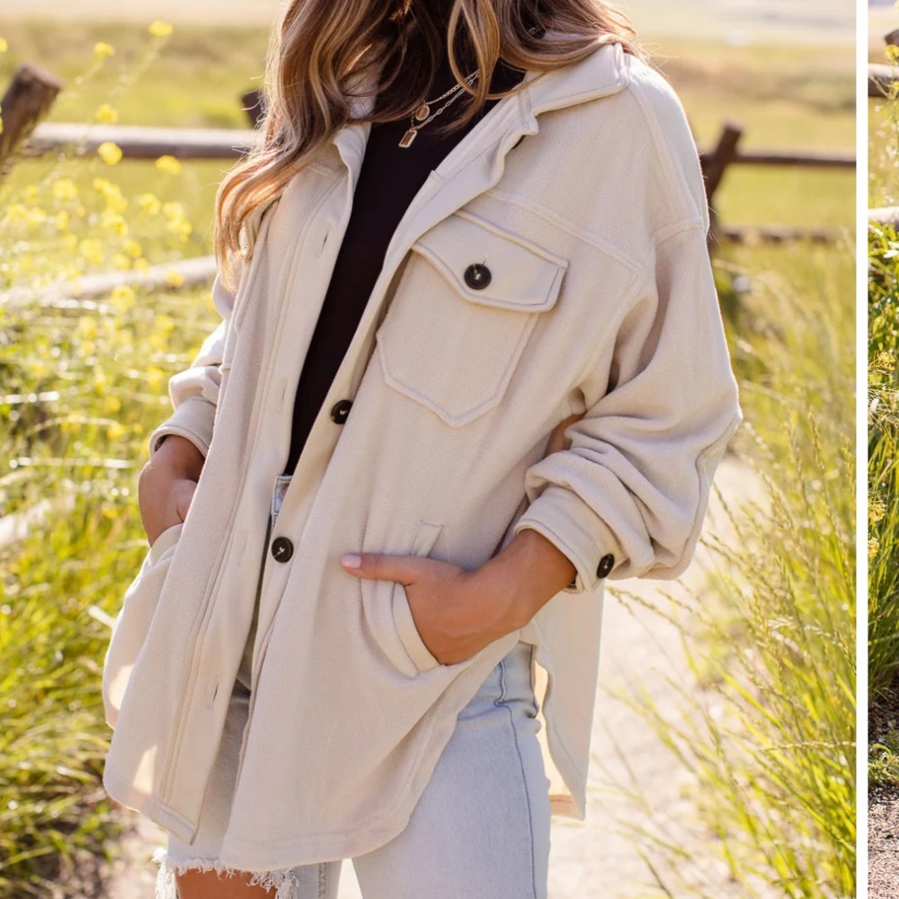 Shop priceless Ashlyn beige shacket small